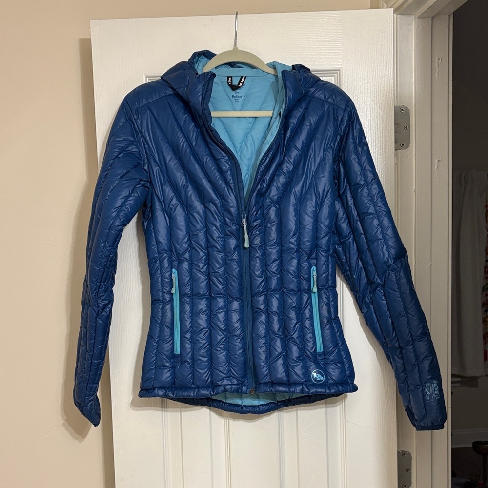 Big Agnes Blue Lightweight Packable Hooded Puffer Jacket